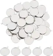 UNICRAFTALE 50pcs 25 mm Tray Stainless Steel Cabochon Settings Pendant Flat Round Pendant Blanks Trays Bezel Settings for Cameo Pendant Photo Jewellery Necklace and Crafts