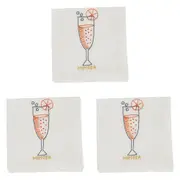 3x Annabel Trends Linen/Cotton Cocktail Napkin Mimosa Table Decor Square 25cm