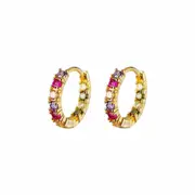 ANYCO Fashion Earrings Luxury Genuine Gold Color Zircon Mini Stud Princess Wedding Fine Hoop Jewelry Gift for Women