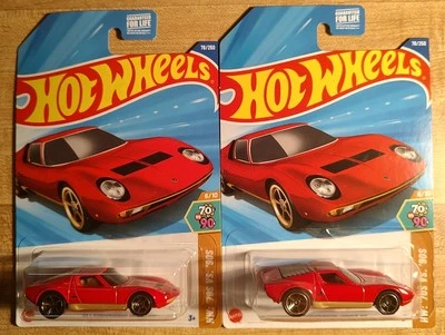 QTY: 2 - Hot Wheels '71 Lamborghini Miura SV Red HW 70s VS 90s Series 78/250