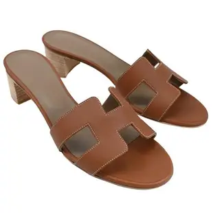 HERMES Oasis sandal 經典H LOGO低跟拖鞋.金棕 39號