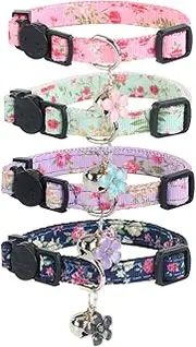 Yizepet Cat Collars with Bells, Breakaway Kitten Collar, Cute Kitty Collar in 4 Pack, Pet Supplies Accessories