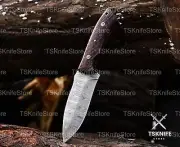 Custom Handmade Damascus Steel Viking Brownie Knife With Leather Sheath