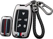 ontto Metal Car key fob cover case Fit for Land Rover Discovery 4 fit for Range Rover Evoque Sport Velar fit for Jaguar F-Pace F-Type XJ XF XE keyring Key Shell Holder bag keychain Accessories Black A