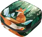 Period Bag,Sanitary Napkin Storage Bag,Forest Cartoon Fox,Tampon Bag for Purse