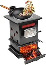 Camping Wood Stove, Pure Cast Iron Coal Fire Wood Stove, Smokeless Multipurpose Cast Iron Cooker for Hiking, Picnic,Tent, Indoor Villa, Shelter Heating, Daily Cooking BBQ
