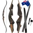 60'' Archery Recurve Bow 20-60lbs Takedown Brown Wooden Riser Hunting Target RH