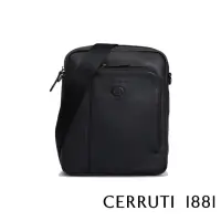 在飛比找momo購物網優惠-【Cerruti 1881】義大利頂級小牛皮肩背包(黑色 C