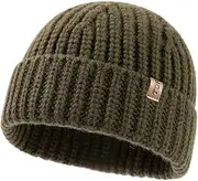 [TOP-EX] Plus Size XL XXL Mens Merino Wool Knitted Fisherman Hat Great for Big Heads, Skiing and Outdoor Activities, 95567_Olive Green, M/L