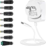 YOSHINE Power Supply Adapter – Universal 24V 1A AC to DC Adapter with 8 Plugs, SAA Listed Power Supply Converter Adapter for Diffuser Humidifier, LED Strip, Monitor, Router and More (1.5m)