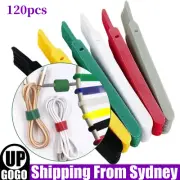 120X Mix Hook and Loop Cable Ties Reusable Magic Cords Organiser Strap Tidy Grip