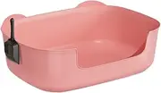 B Baosity Cat Litter Box Kitten Toilet with Scoop Bedpan Portable 14.5cm High Sided Pet Cat Toilet Sand Box for Small and Large Cats, Pink