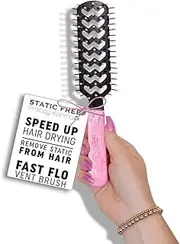 Cricket Static Free Fast Flo Pretty Karma Vent Hair Brush for Blow Drying, Styling and Detangling for All Hair Types, Eco Friendly, Recycled Materials, Pretty Trashy - Pink