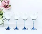 4 Luminarc France AZUR Blue Cristal D’Arques Durand 8” Glass Water Goblets NEW