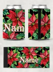 Personalised Christmas Flowers Stubby holder Can Cooler Wrap - Christmas Gift