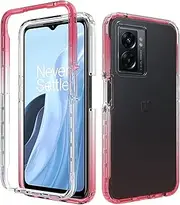 [SEAHAI] Case for Oppo A57s / Oppo A57 4G, Transparent, Shockproof Mobile Phone Case, Robust Silicone Protective Case, Colour Gradient, Ultra Thin, Soft TPU Bumper Cover Case, Red