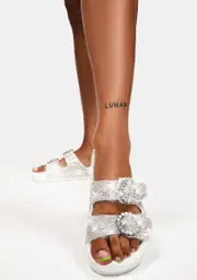 [Betsey Johnson] Misti Rhinestone Slide Sandals