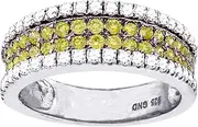 [JewelryWeb] 925 Sterling Silver Mens White Yellow CZ Simulated Diamond 4 Rows Wedding Band Ring6-Wedding-Band for Men