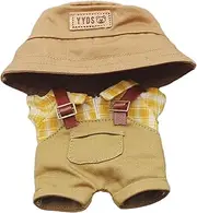 Amagogo Plush Figure Shirt and Suspender Pants Make Your Own Dolls Clothing for Little Girls, with Hat Plush Doll Clothes for 5.91'', Khaki Pants