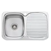 Oliveri LAKELAND SINGLE INSET KITCHEN SINK WITH DRAINER 770mm-Left Or Right Hand