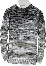[Gsywaipei] Men's Color Knitted Pullover Crew Neck Slim Fit Knit Sweater Lightweight Casual Male Knits Sweaters