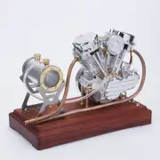 CISON FG-VT9 9cc V2 Two-Cylinder Four-Stroke Air-cooling Gasoline Motorcycle Engine with Base Air Filter Set Silver