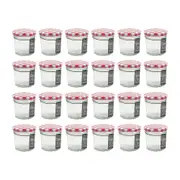 24PK Glass & Co Cleo Glass Jar Container w/ Checked Lid Clear/Red 110ml