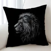 Black and White Handsome Lion Cushion Cover