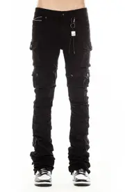 Cult of Individuality Hipster Nomad Stacked Bootcut Cargo Jeans in Double Black at Nordstrom, Size 30