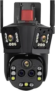 10K UHD WiFi IP Camera Outdoor 20X Optical Zoom Auto Tracking 6K PTZ Five Lens Three Screen Waterproof Security Camera(U/S,6K No Zoom Add 64G)