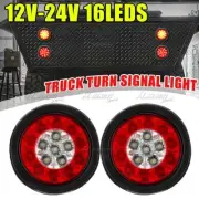 2x Round LED Tail Lights Stop Indicator Reverse Lamps Trailer Truck Ute White