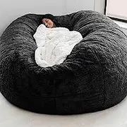 HHCTEBEC Giant Bean Bag Chair Cover (No Filler) for Adults Big Round Soft Fluffy PV Velvet Washable Bean Bag Lazy Sofa Bed Cover for Living Room Bedroom Dorm Office,I-150 * 75cm