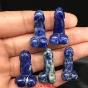 5pcs Natural Sodalite Male Penis Skull Quartz Crystal Carved Pendant Healing