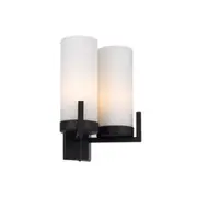 Eamon 2 Light Wall Light Black & Opal Matt - EAMON WB2-BKOM