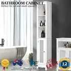 Bathroom Cabinet Storage Laundry Tall Slim Cupboard Rattan Door White Furniture