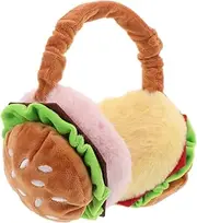 [CALLARON] Furry Cartoon Hamburger Ear Warmers for Women Earmuffs Foldable and Portable for Cold Weather Outdoor Activities Fun Winter Gear for Cycling