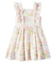 [Tartine et Chocolat] Tartine et Chocolat Floral ruffled linen and cotton dress Y 12 multicoloured
