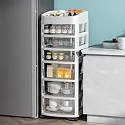 6 Drawer Plastic Organizer Cabinet,7-Tier Storage Tower,Rolling Storage Cabinet,Storage Cart,White