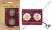 Lot=4 Dual/2/Two Fan IDE/SATA/SCSI/PATA HD/Hard Disk Drive Cooler/Heatsink {RED