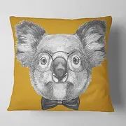 [Designart] CU13201-16-16 Koala with Glasses and Bow Tie' Contemporary Animal Throw Cushion Pillow Cover for Living Room, Sofa, 16 in. x 16 in, Pillow Insert + Cushion Cover Printed on Both Side