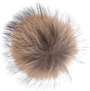 EPIGEIST Faux Fur Pompom Ball with Snap Fastener Fluffy Decorative Accessory for Hats Scarves Shoes and Bags Soft and Comfortable Brown Color