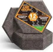 Dexiru 12 Pack Acoustic Panels Hexagon Sound Proof Padding 14x13x0.4 in
