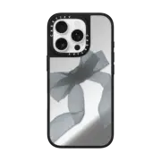 iPhone 16 Pro Mirror Case MagSafe Compatible Black Organza Ribbon