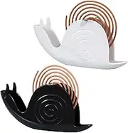 Zalizr 2 Pcs Snail Mosquito Coil Holder, Elegant Incense Burner for Outdoor & Indoor Use, Decorative Citronella Coil Stand for Patio, Bedroom, Kitchen, Living Room and Office (White and Black)
