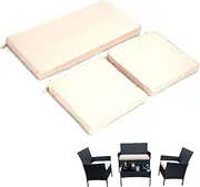 GleamFolly 3-Pack Outdoor Patio Furniture Replacement Cushion Set–High-Elastic Sponge Cushions Fit 4-Piece Wicker Rattan Sofa, Loveseat & Chairs, 36x18x2 & 18x18x2, Waterproof, Fade-Resistant (Khaki)