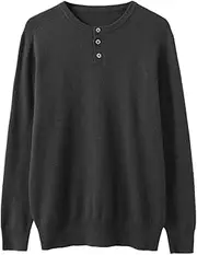 [Zadaos] 100% Solid Cashmere Pullovers Men's Loose Sweater Long-Sleeve Shirt Knitted Jacket Dark Gray9 L