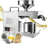 Electric Hot and Cold Oil Press, Nut Seed Oil Grinder, Stainless Steel, 820W, 200℃ Constant Temperature Control, Commercial and Household
