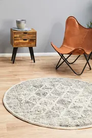 Abode Rug Culture Grey Bohemian Transitional Round Rug