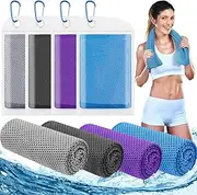 4 Pack Cooling Towels (40"x12"), Cooling Towels for Neck and Face, Gym Towel for Working Out, Soft Breathable Microfiber Ice Towel for Yoga Sport Running Golf