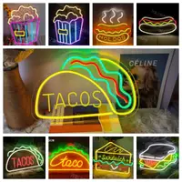 在飛比找蝦皮商城精選優惠-LED霓虹灯熱狗霓虹燈薯條漢堡比薩蛋糕甜甜圈USB派對餐廳商